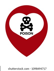 Index of poisonous substances on map pointer.Vector illustration