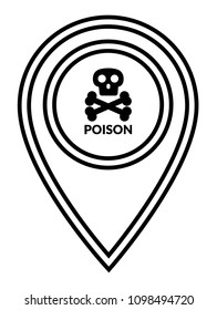 Index of poisonous substances on map pointer.Vector illustration