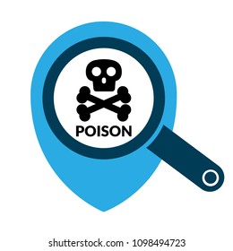 Index of poisonous substances on map pointer.Vector illustration