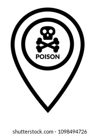 Index of poisonous substances on map pointer.Vector illustration