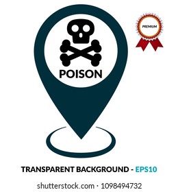 Index of poisonous substances on map pointer.Vector illustration