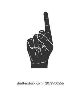 Index Ponting Icon Silhouette Illustration. Up Gesture Vector Graphic Pictogram Symbol Clip Art. Doodle Sketch Black Sign.