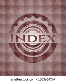 Index red badge with geometric background. Seamless.