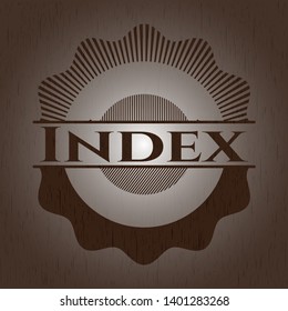 Index retro wooden emblem. Vector Illustration.