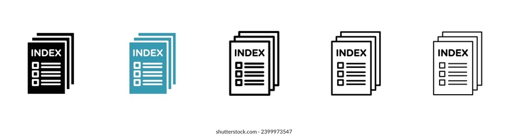 Index sign set in black filled and outlined style. Suitable for apps and websites UI designs.
