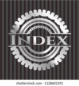 Index silvery emblem or badge