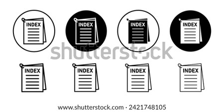 Index vector icon set collection. Index Outline flat Icon.