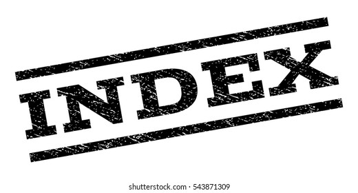 Index watermark stamp. Text tag between parallel lines with grunge design style. Rubber seal stamp with unclean texture. Vector black color ink imprint on a white background.