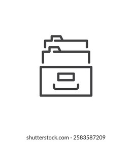 Indexing in SEO line icon. linear style sign for mobile concept and web design. A filing cabinet with documents outline vector icon. Symbol, logo illustration. Vector graphics