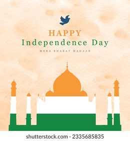 India 15 de agosto Día de la Independencia color naranja y verde diseño de publicaciones en medios sociales