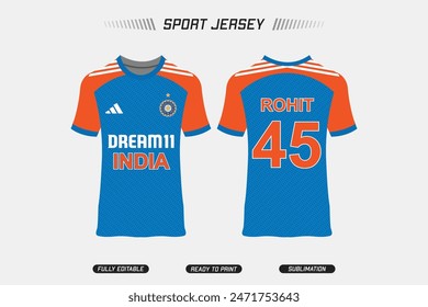 India 2024 T20 Cricket Jersey. Official Cricket Jersey.