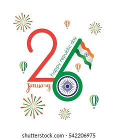 India 26th January Vector, Illustration of Happy Republic Day of India, Landmark Travel,