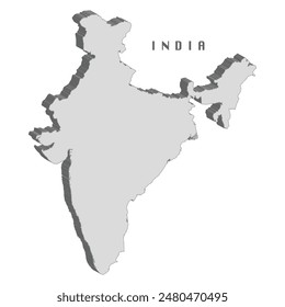 India 3d flag map on white background