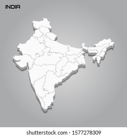 India 3d Map Borders Regions Vector Stock Vector (Royalty Free ...