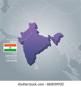 India 3d Map Information Area Population Stock Vector (Royalty Free ...