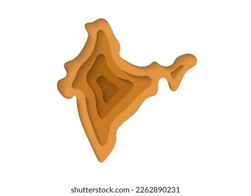 India 3d symbol in paper cut style. India map illustration design. Country map cut out of paper banner. Illustration for website design