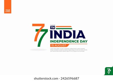 Logotipo del 77º aniversario de la independencia de India.