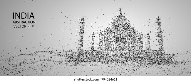 India abstract silhouette of the temple, consisting of circles. The Horizon Of Delhi. Vector eps 10.