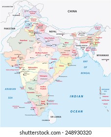 india administrative map 2015 including Telangana