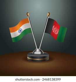 India and Afghanistan table flags relation with gradient backgrund. Vector Illustration