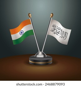 Tabellenflaggenbeziehung zwischen Indien und Afghanistan mit Farbverlaufshintergrund. Vektorillustration