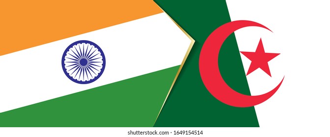 Banderas de India y Argelia, dos banderas vectoriales símbolo de relación o confrontación.