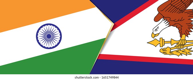 India and American Samoa flags, two vector flags symbol of relationship or confrontation.