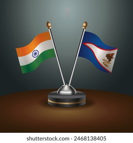 India and American Samoa table flags relation with gradient backgrund. Vector Illustration