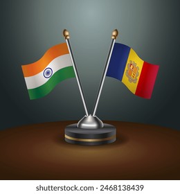 India and Andorra table flags relation with gradient backgrund. Vector Illustration