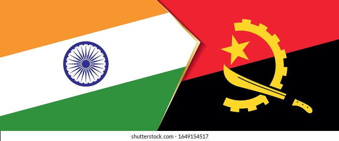 India and Angola flags, two vector flags symbol of relationship or confrontation.