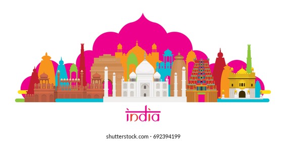 India Architecture Landmarks Skyline, Cityscape, Travel and Tourist Attraction