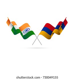India and Armenia flags. Vector illustration.