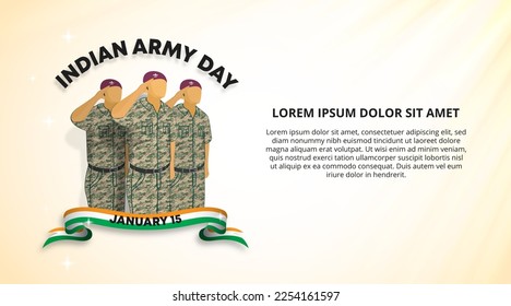 India army day background with the army saluting and flag scarf