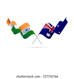India and Australia flags. Vector illustration.