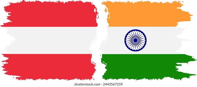 Indien und Österreich Grunge Flaggen Verbindung, Vektor