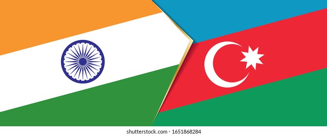Indien und Aserbaidschan Flaggen, zwei Vektorillustrationen Flaggen Symbol für Beziehung oder Konfrontation.