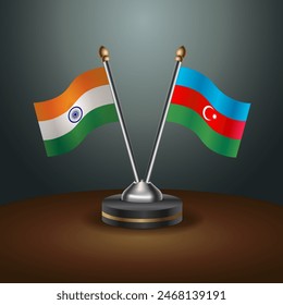 India and Azerbaijan table flags relation with gradient backgrund. Vector Illustration