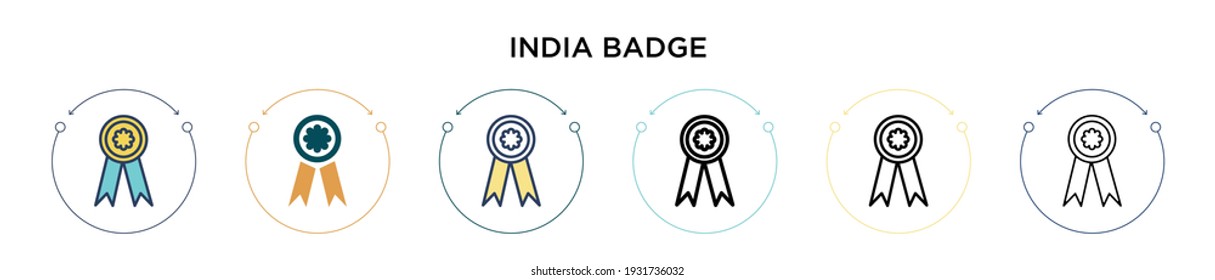 Icono de la india en estilo relleno, delgado, contorno y trazo. Ilustración vectorial de dos iconos vectoriales de india de color y negro se puede usar para móviles, ui, web