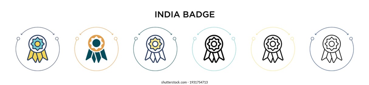 Icono de la india en estilo relleno, delgado, contorno y trazo. Ilustración vectorial de dos iconos vectoriales de india de color y negro se puede usar para móviles, ui, web