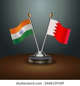 India and Bahrain table flags relation with gradient backgrund. Vector Illustration