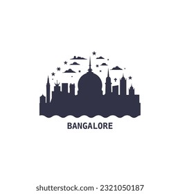 India Bangalore modern city landscape skyline logo. Panorama vector flat shape abstract icon