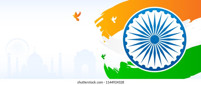India Banner Background for India Celebration. Vector illustration. Abstract Indian flag with copy space.