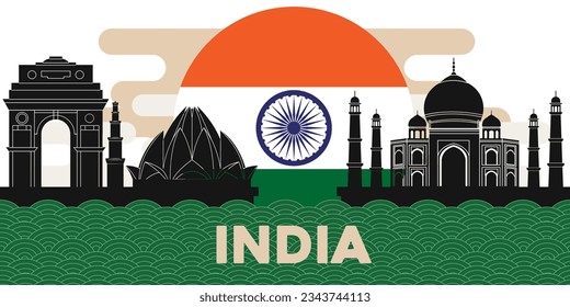 India Banner Flag, Vektorgrafik, Vektordesign