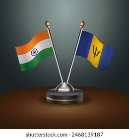 India and Barbados table flags relation with gradient backgrund. Vector Illustration