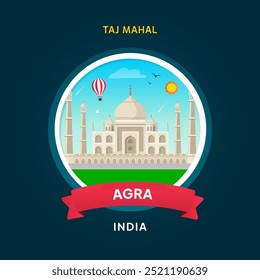 India Bharat Landmark Badge Taj Mahal