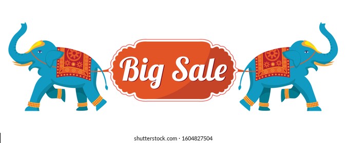 india big sale with decorated elephant vector illustration