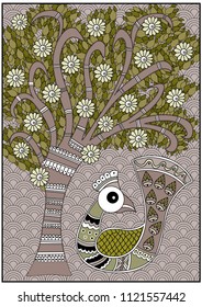 India birdie tree olive and brown colors