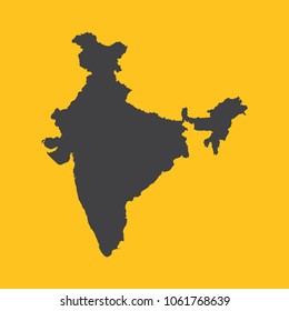 India black map,border on orange background. Vector illustration.