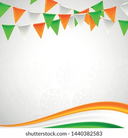 India blank frame card on orange green and white pennants independence day vector editable image