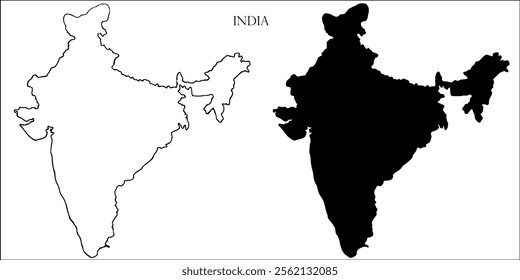 India Blank Map, India Map Outline Vector Images